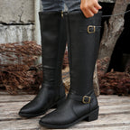 Elara - Women's Knee High Boots with Buckle Detail