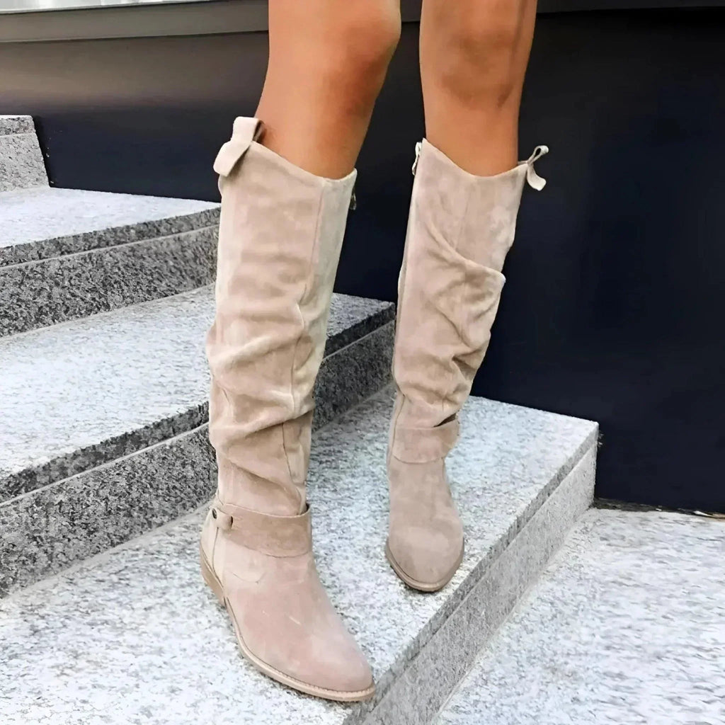 Elara - Women's Knee High Boots with Side Zip