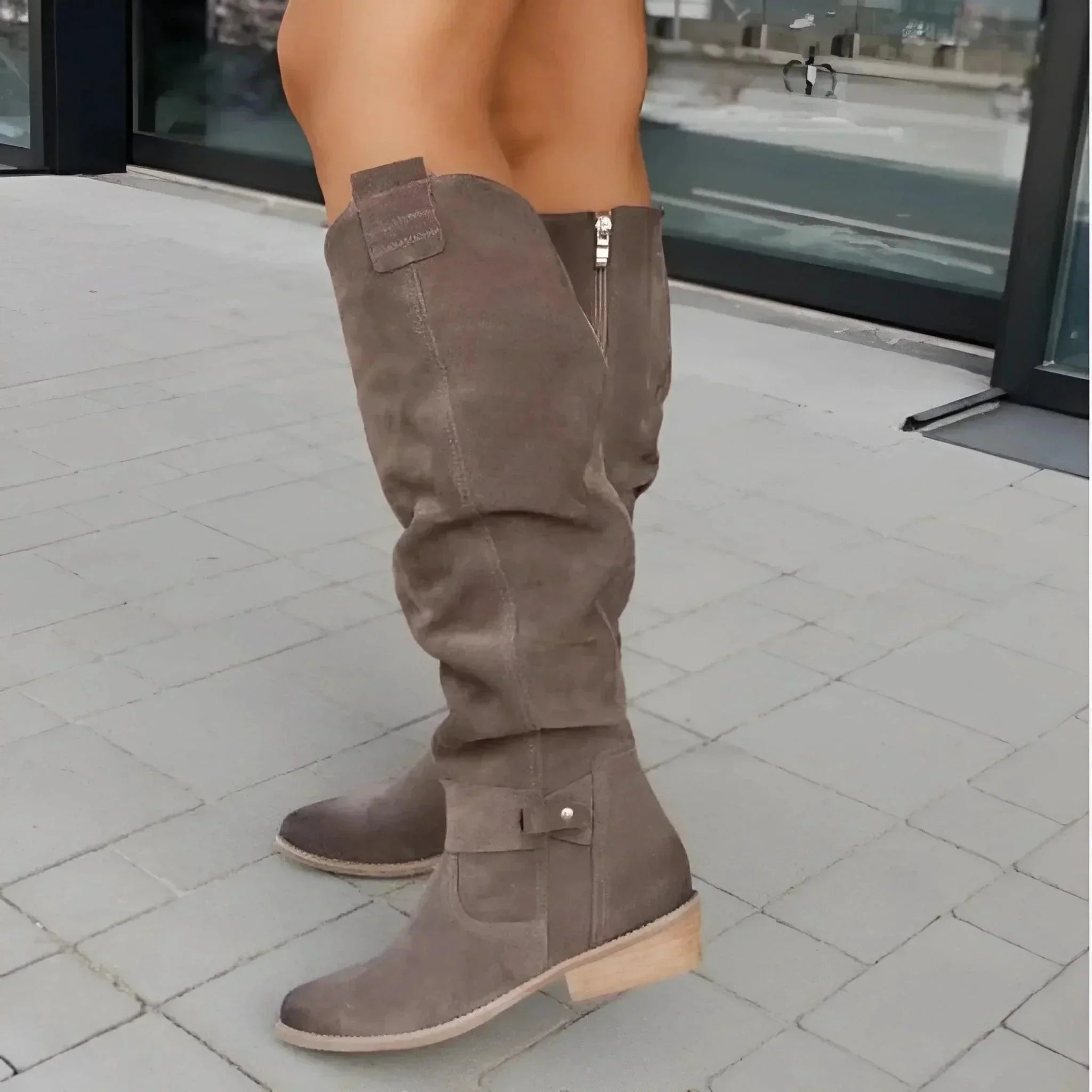 Elara - Women's Knee High Boots with Side Zip