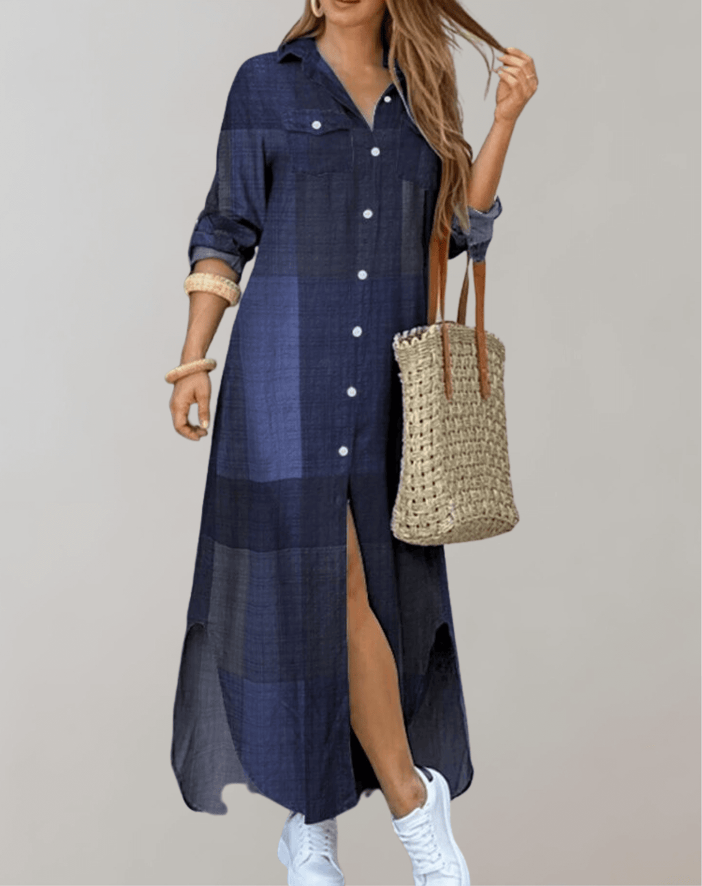 Elara - Women's Leopard Print Maxi Dress with Button Detail
