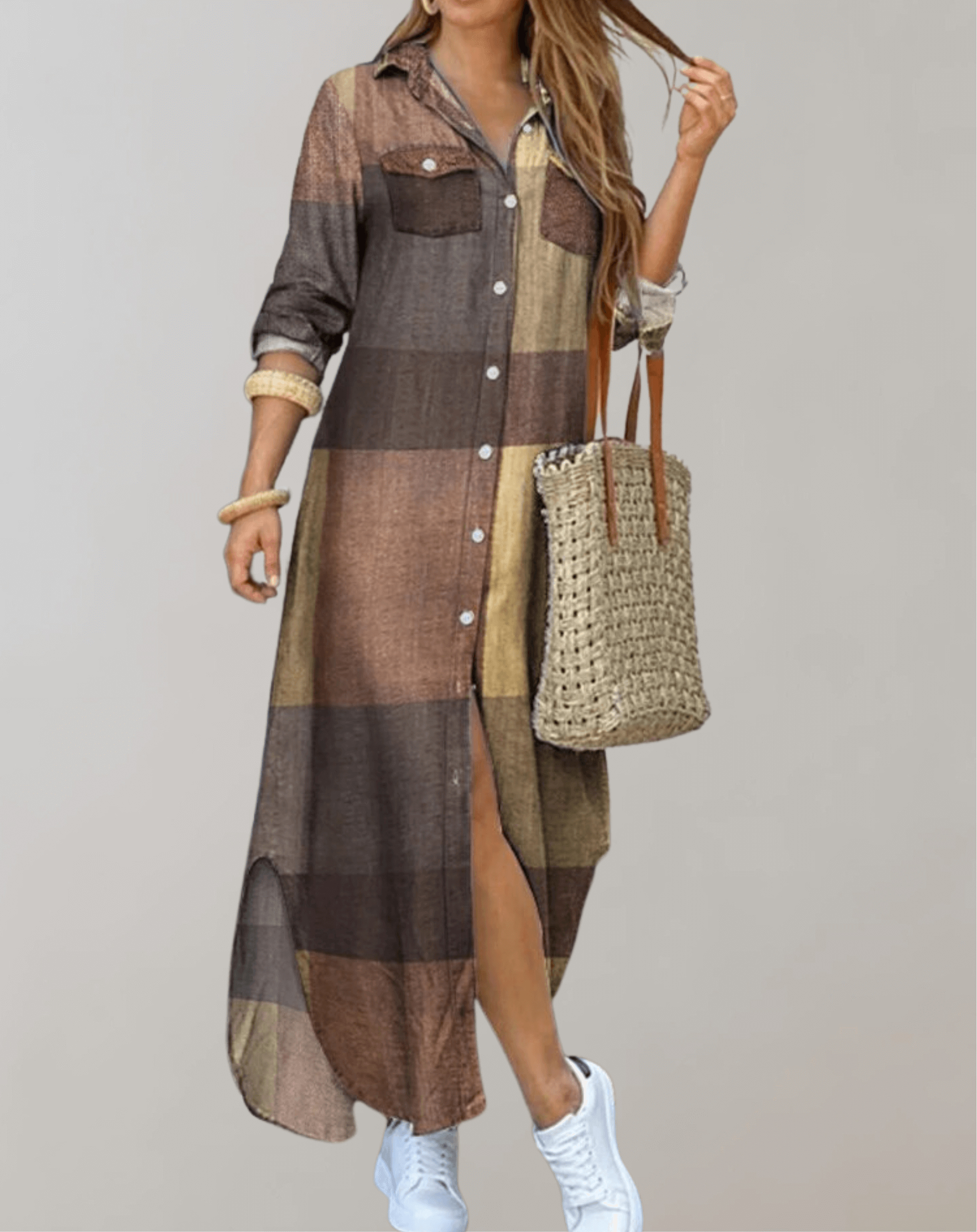 Elara - Women's Leopard Print Maxi Dress with Button Detail