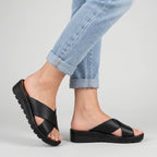 Elara - Women's Metallic Crisscross Platform Sandals