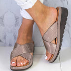 Elara - Women's Metallic Crisscross Platform Sandals
