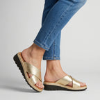 Elara - Women's Metallic Crisscross Platform Sandals