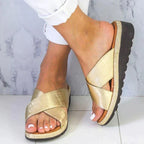 Elara - Women's Metallic Crisscross Platform Sandals