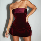 Elara - Women's Strapless Velvet Party Dress