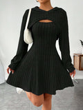 Elara - Women's Stylish Knit Dress with Cut-Out Detail