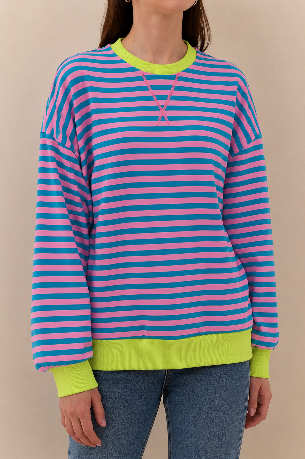 Elara - Women's Vibrant Striped Sweatshirt