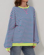 Elara - Women's Vibrant Striped Sweatshirt