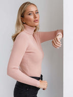 Elodie - Women's Ribbed Knitted Polo Neck Jumper