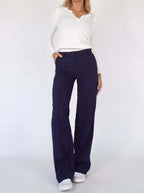 Elora - Women's Wide Leg Trousers with Ribbed Top