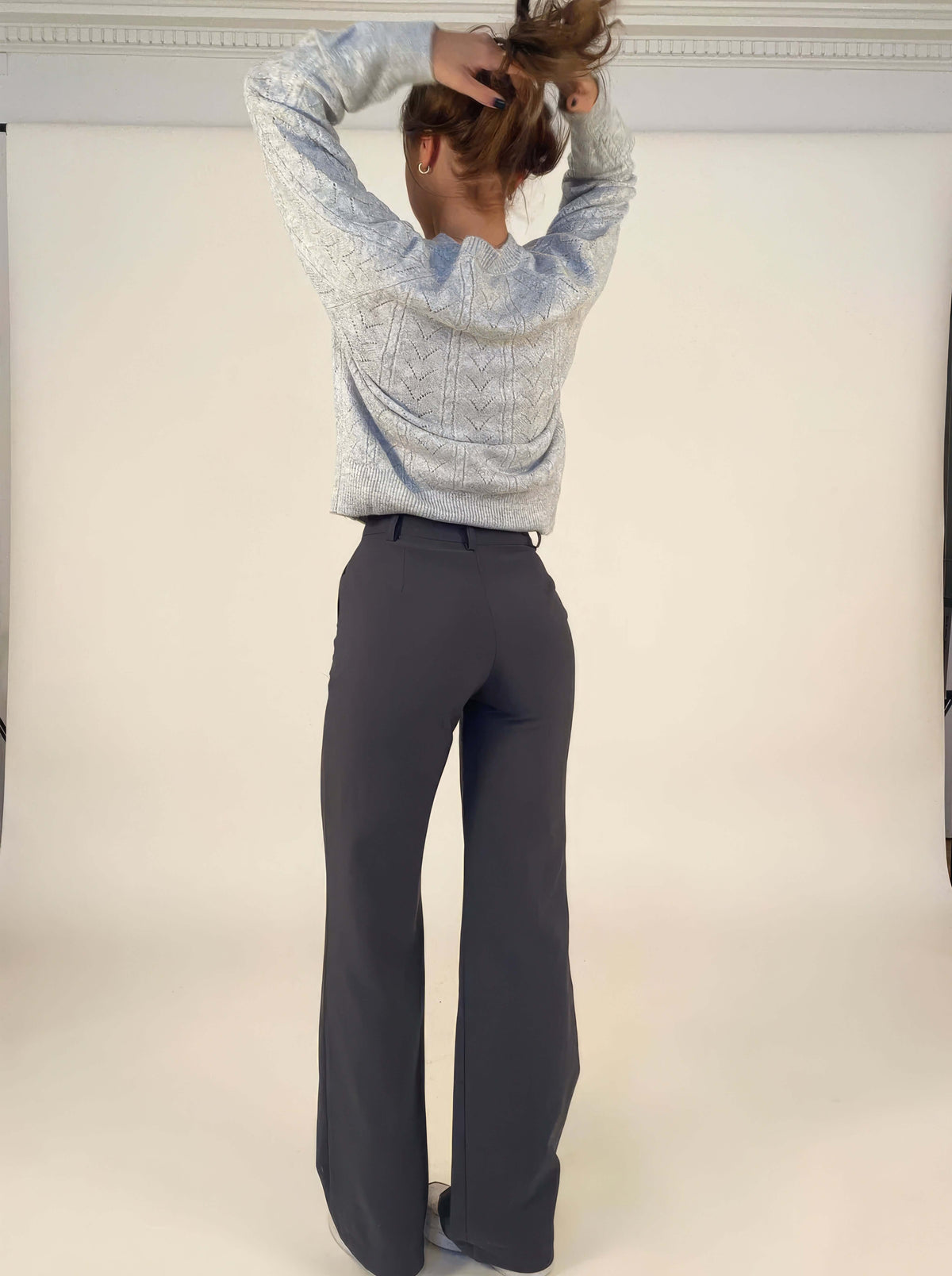 Elora - Women's Wide Leg Trousers with Ribbed Top