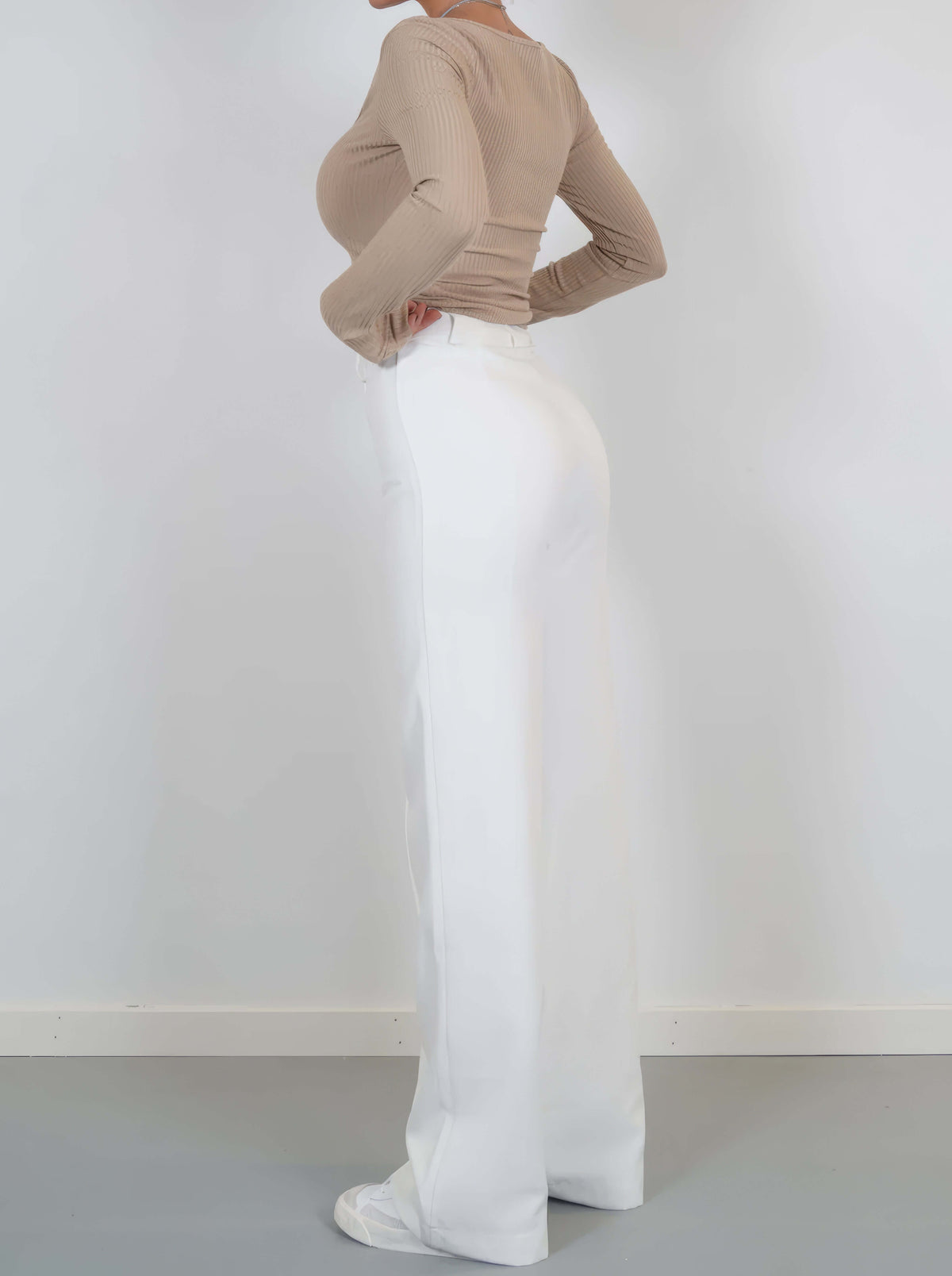 Elora - Women's Wide Leg Trousers with Ribbed Top
