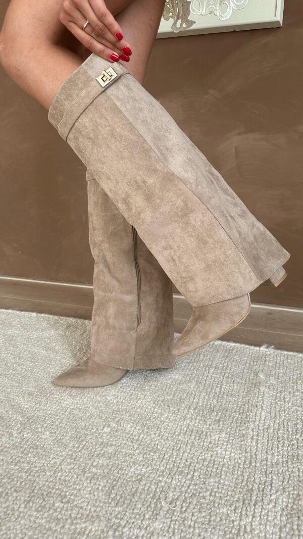 Elowen - Women's Knee High Boots with Gold-Tone Buckle
