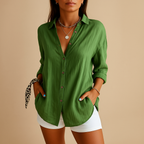 Elowen - Women's Linen Shirts with Button Detail