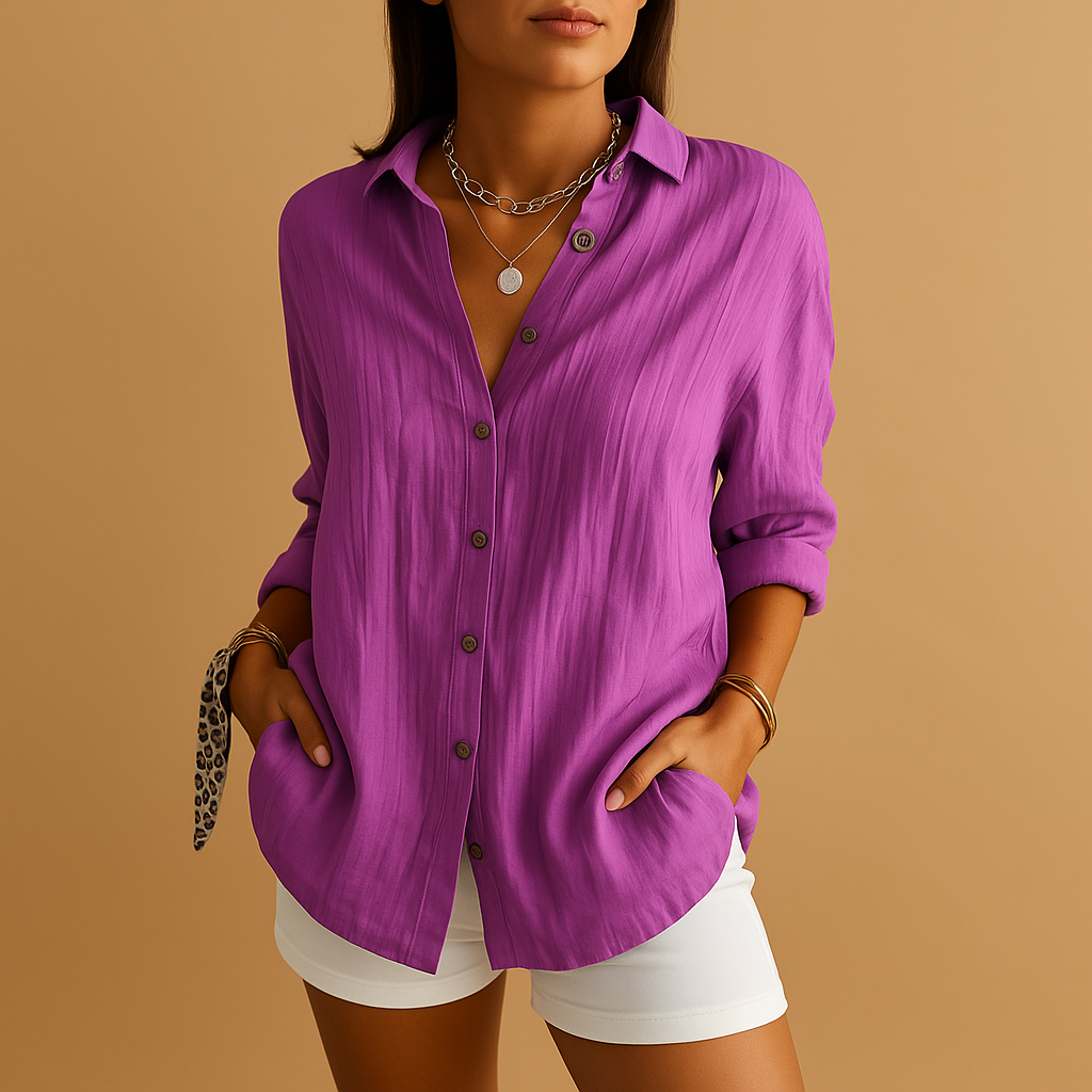 Elowen - Women's Linen Shirts with Button Detail