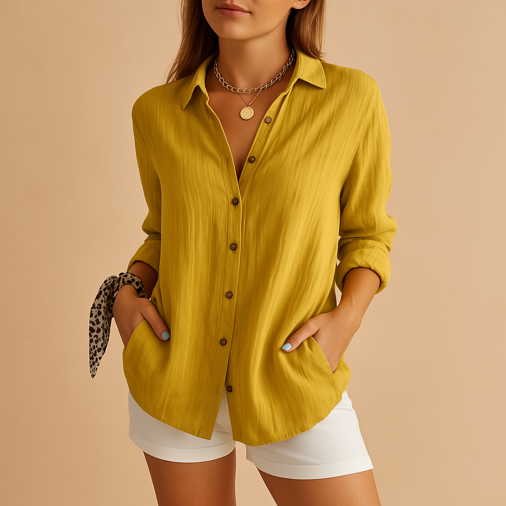 Elowen - Women's Linen Shirts with Button Detail