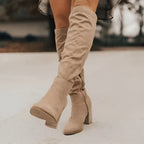 Elysia - Women's Knee High Slouch Suede Boots