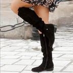 Elysia - Women's Knee High Slouch Suede Boots