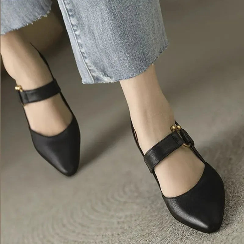 Emory - Women's Stylish Heeled Slingbacks with Gold Accent