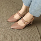 Emory - Women's Stylish Heeled Slingbacks with Gold Accent