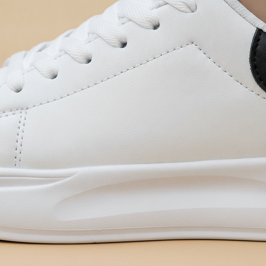 Esme - Women's Faux Leather Trainers with Contrast Heel