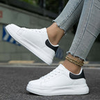 Esme - Women's Faux Leather Trainers with Contrast Heel