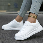 Esme - Women's Faux Leather Trainers with Contrast Heel