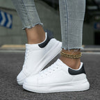 Esme - Women's Faux Leather Trainers with Contrast Heel