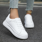 Esme - Women's Faux Leather Trainers with Contrast Heel