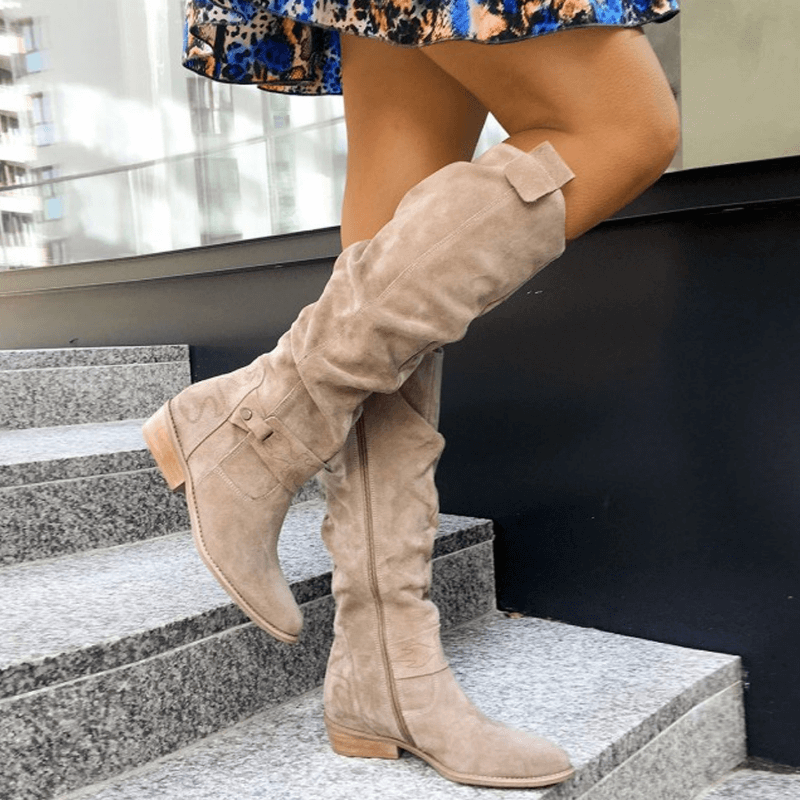 Esme - Women's Knee High Boots with Side Zip Detail