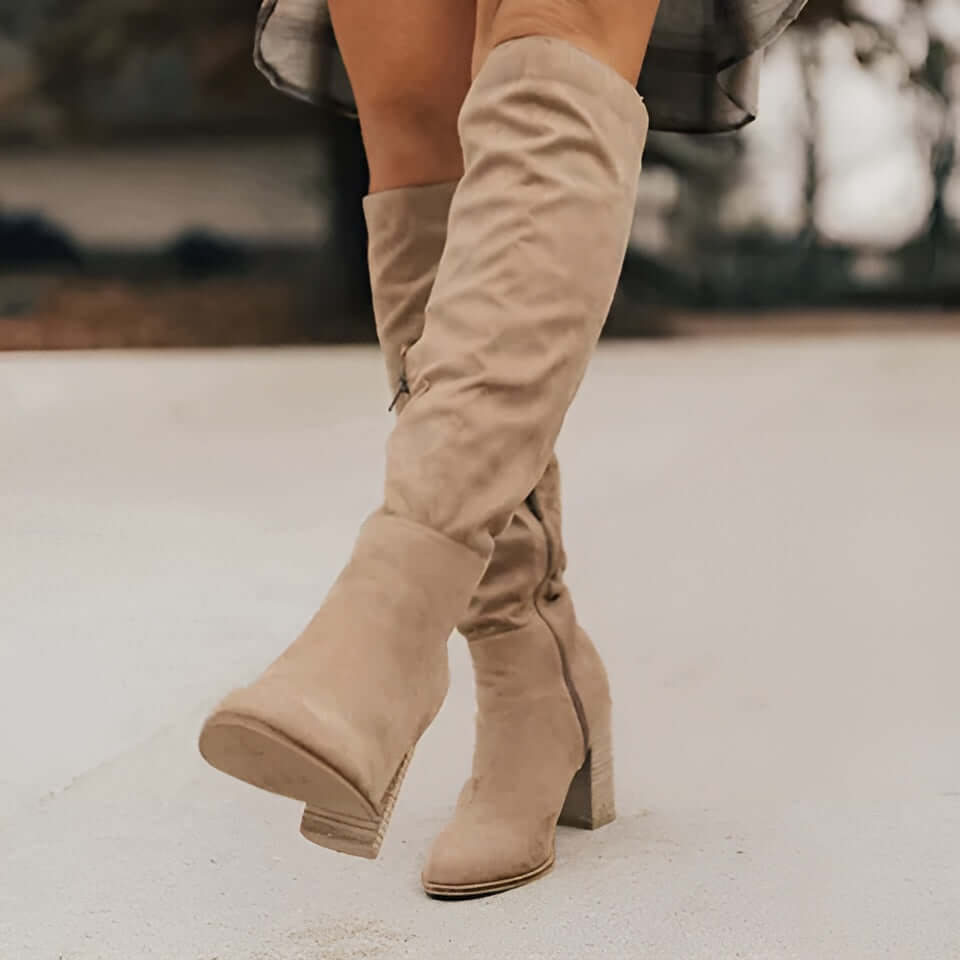 Esme - Women's Knee High Boots with Side Zip Detail