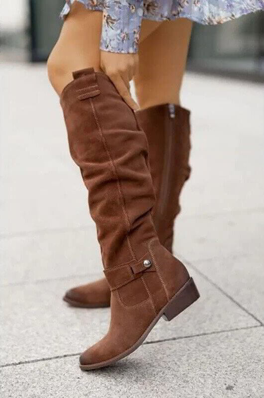 Esme - Women's Knee High Boots with Side Zip Detail