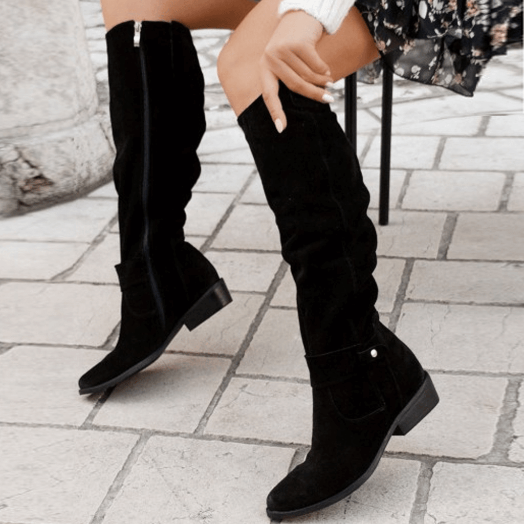 Esme - Women's Knee High Boots with Side Zip Detail
