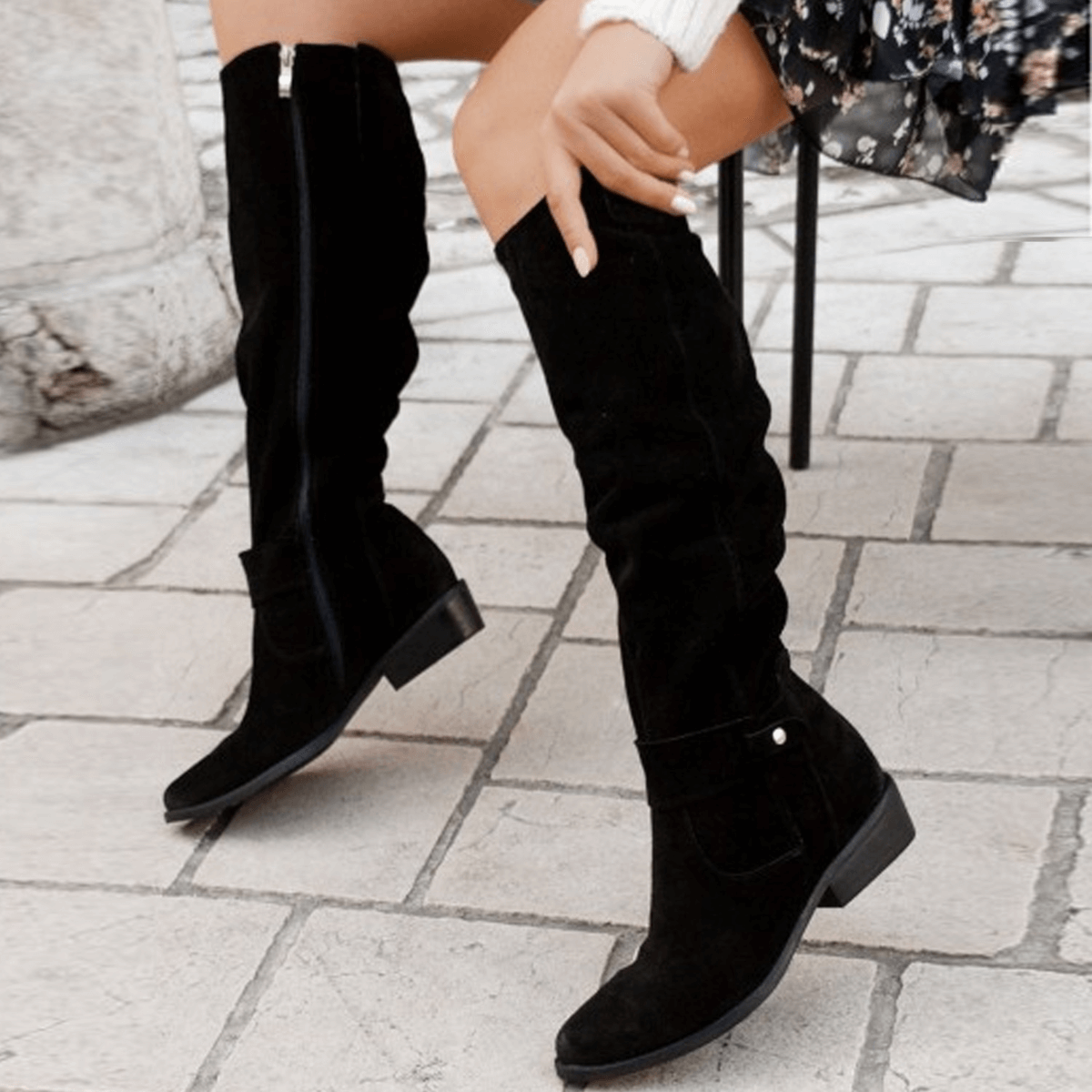 Esme - Women's Knee High Boots with Side Zip Detail