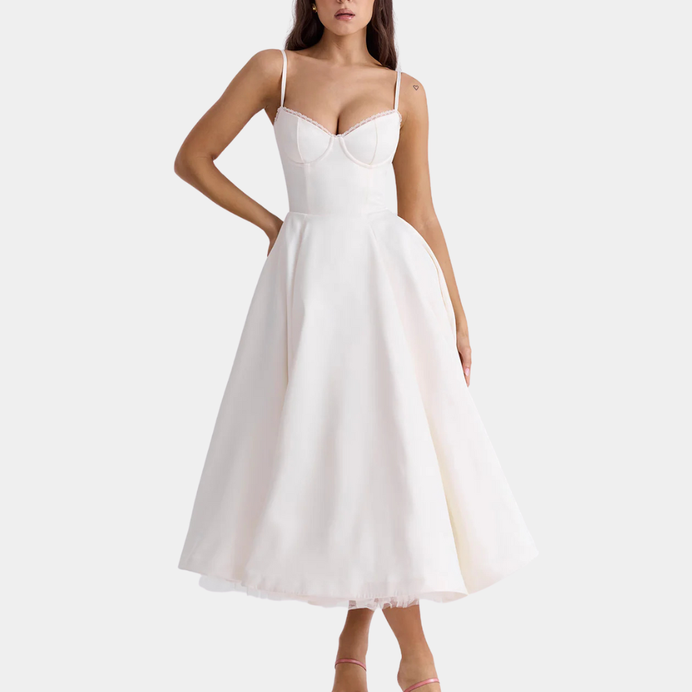 Evelina - Women's Elegant Pleated Midi Sun Dress