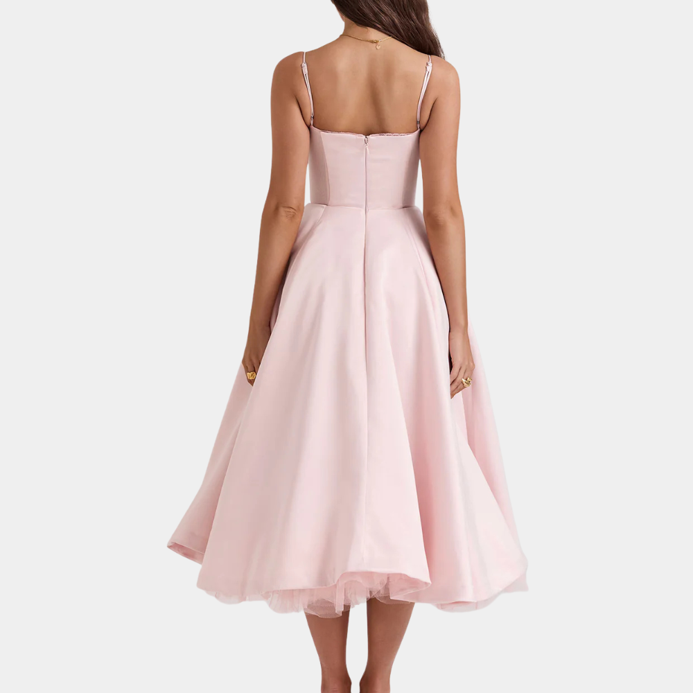 Evelina - Women's Elegant Pleated Midi Sun Dress