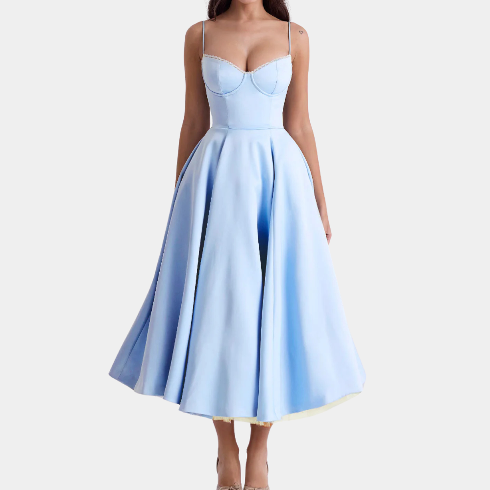 Evelina - Women's Elegant Pleated Midi Sun Dress