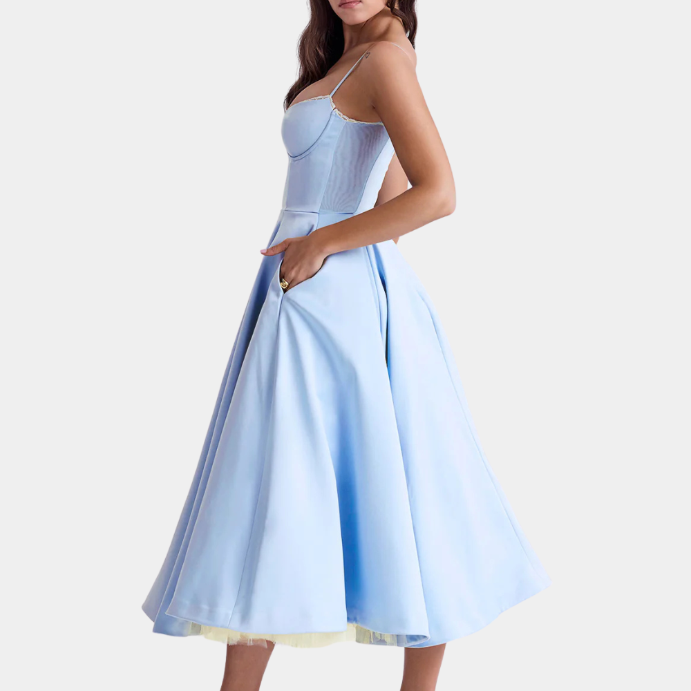 Evelina - Women's Elegant Pleated Midi Sun Dress