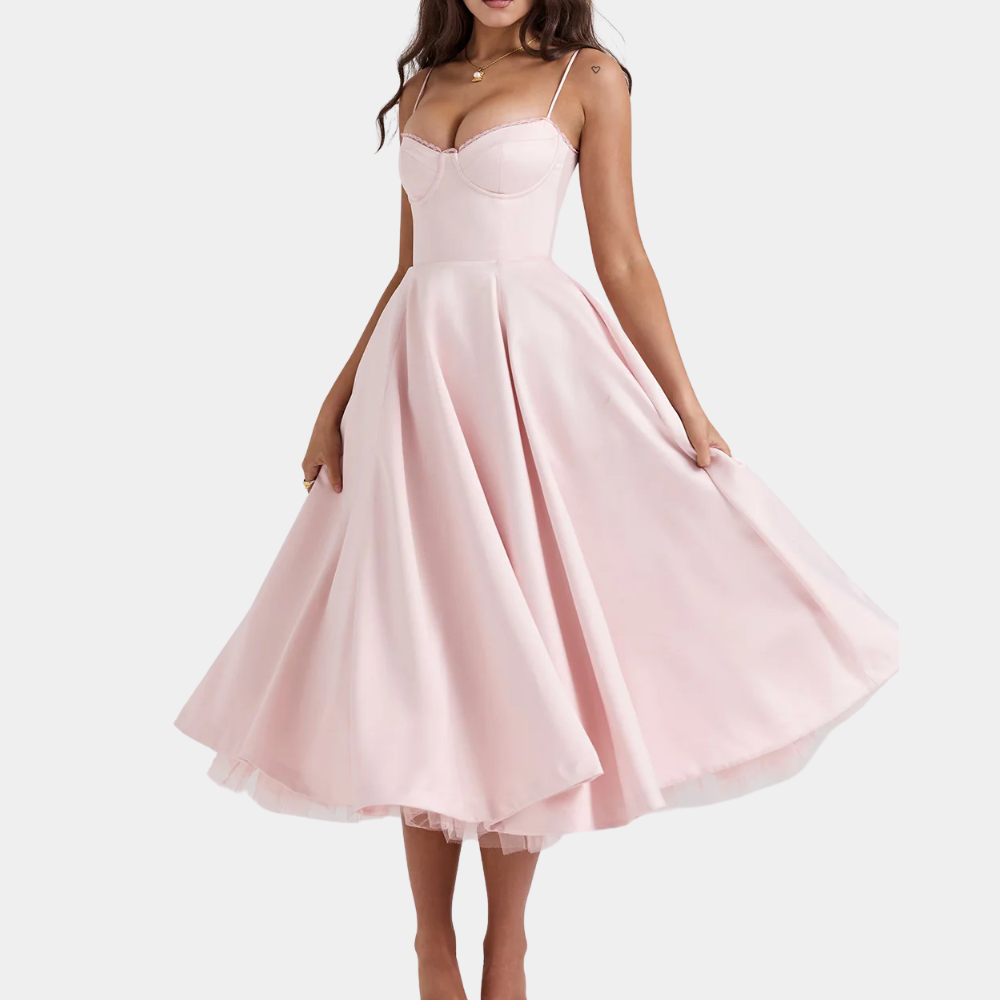 Evelina - Women's Elegant Pleated Midi Sun Dress