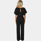 Faye - Women's Chic Belted Jumpsuit with Short Sleeves
