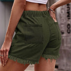 Fern - Women's Casual Frayed Hem Denim Shorts