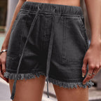 Fern - Women's Casual Frayed Hem Denim Shorts