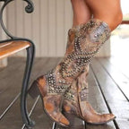 Fleur - Women's Embellished Knee High Boots with Stud Detail