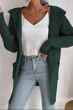 Freya - Women's Casual Open Front Hooded Cardigan