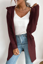 Freya - Women's Casual Open Front Hooded Cardigan