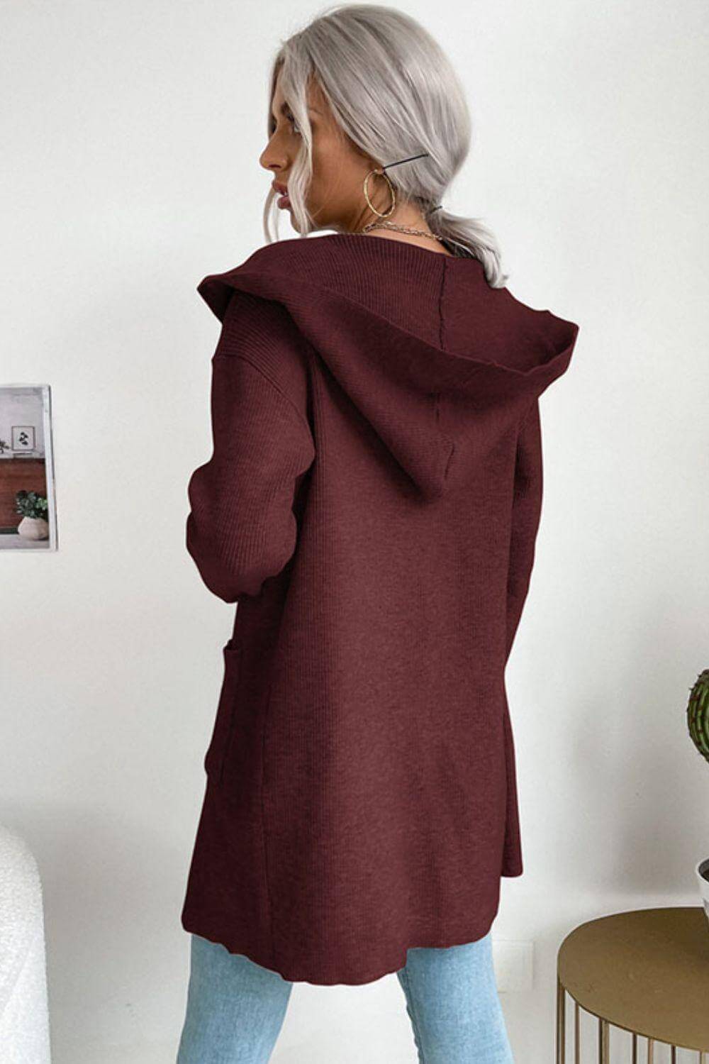 Freya - Women's Casual Open Front Hooded Cardigan