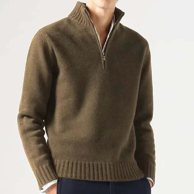 Idris - Men's Classic Quarter Zip Knitted Jumper