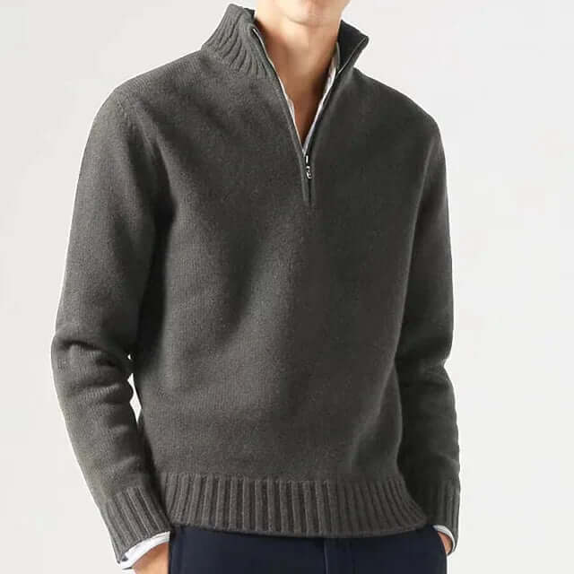 Idris - Men's Classic Quarter Zip Knitted Jumper