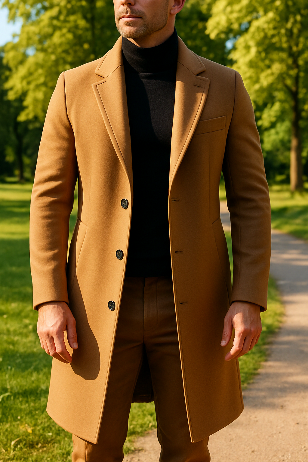 Idris - Men's Long Overcoat with Classic Tailoring